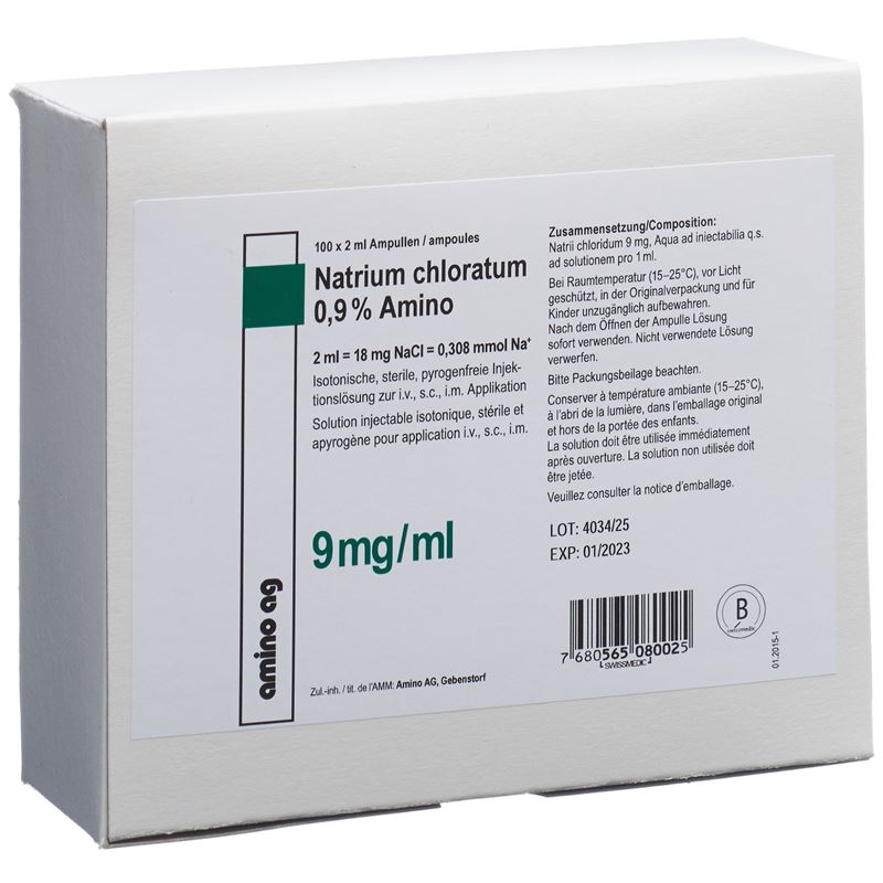 NACL Amino Inj Lös 0.9 % 2ml Amp 100 Stk