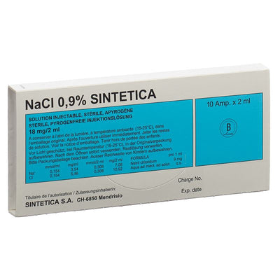 NACL 0.9% Sintetica 18 mg/2ml 2ml Amp 10 Stk