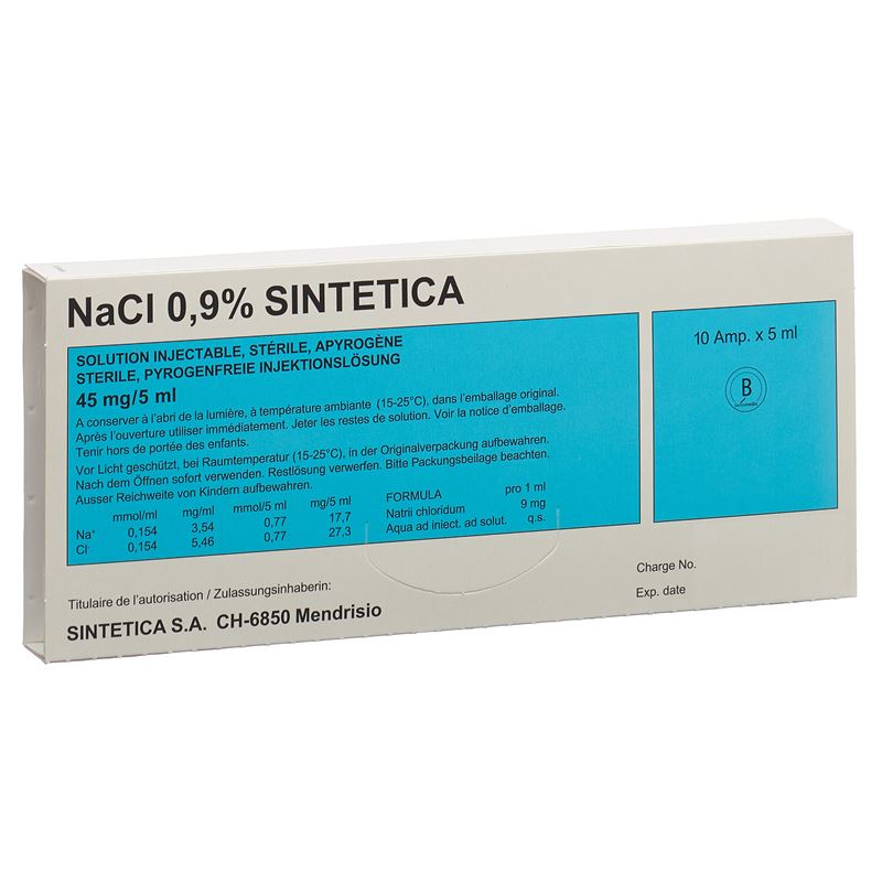 NACL 0.9% Sintetica 45 mg/5ml 5ml Amp 10 Stk