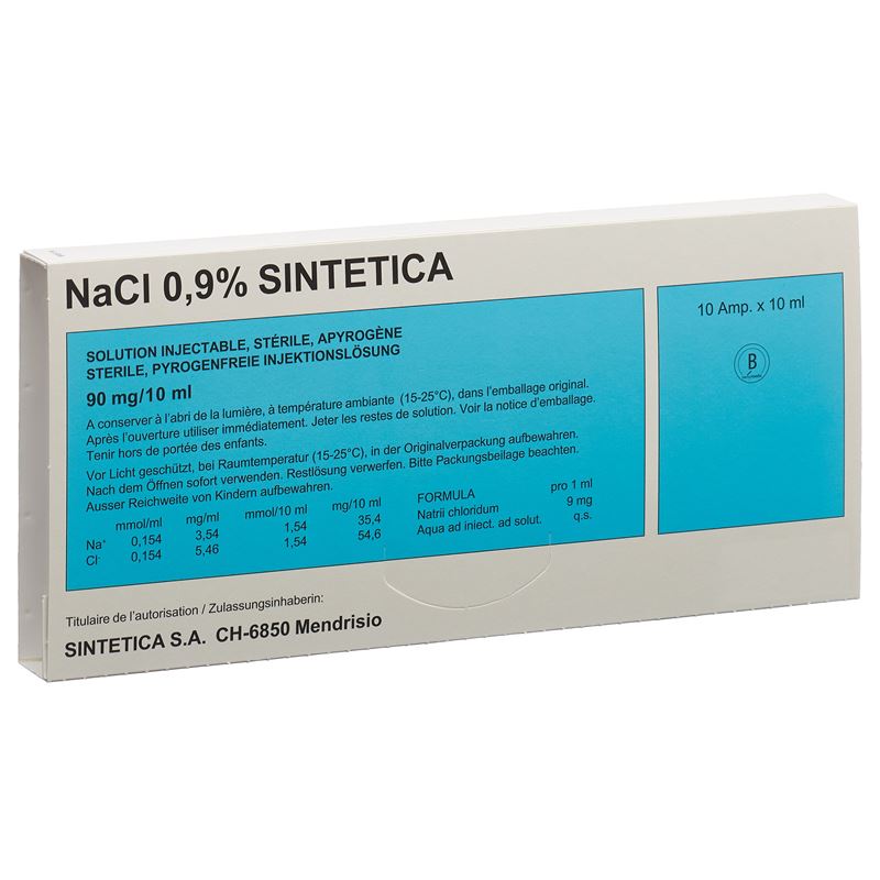 NACL 0.9% Sintetica 90 mg/10ml 10ml Amp 10 Stk
